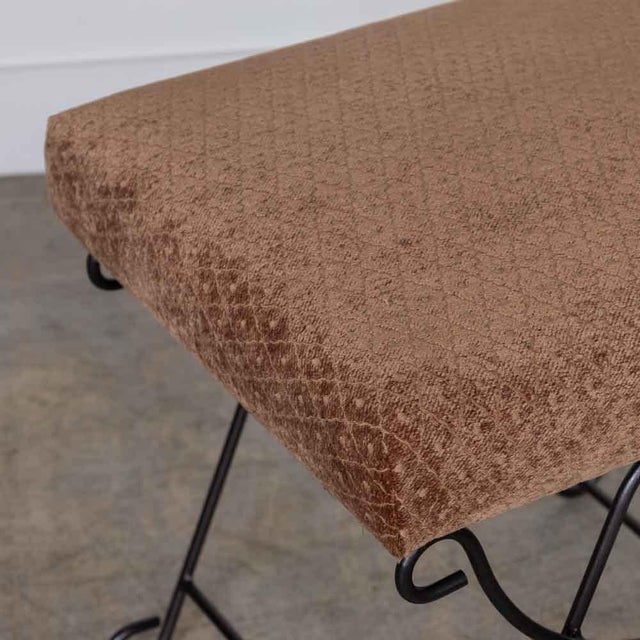 Brown Panoplie Iron Loop Stool, Brown Chenille For Sale - Image 8 of 12