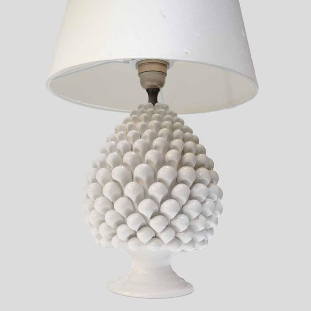 Vintage Pine Cone Shaped White Ceramic Table Lamps, 1960s, Set of 2 For Sale - Image 11 of 15