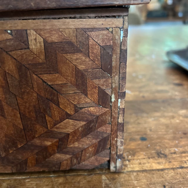 Brown Early 19th Century Handmade Antique Tramp/Marquetry Box For Sale - Image 8 of 12