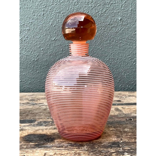 Vintage French Art Deco Style Spiral Glass Decanter For Sale - Image 11 of 12