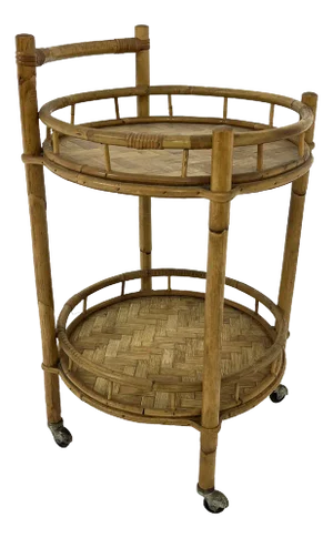 Mid-Century Circular Bamboo Trolley, 1960s