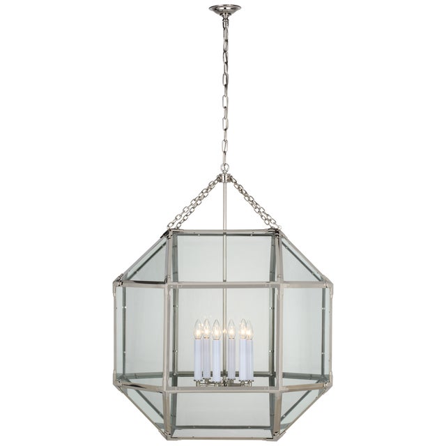 2020s Suzanne Kasler for Visual Comfort Signature Morris Grande Lantern in Polished Nickel with Clear Glass For Sale - Image 5 of 6
