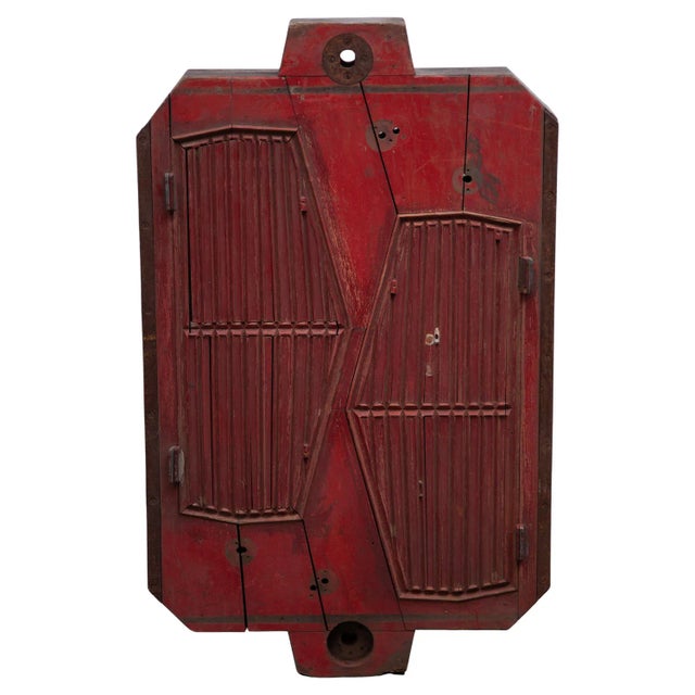 Architectural wooden foundry mold for the industrial car industry in the 50s, now a decorative machine age object for a...