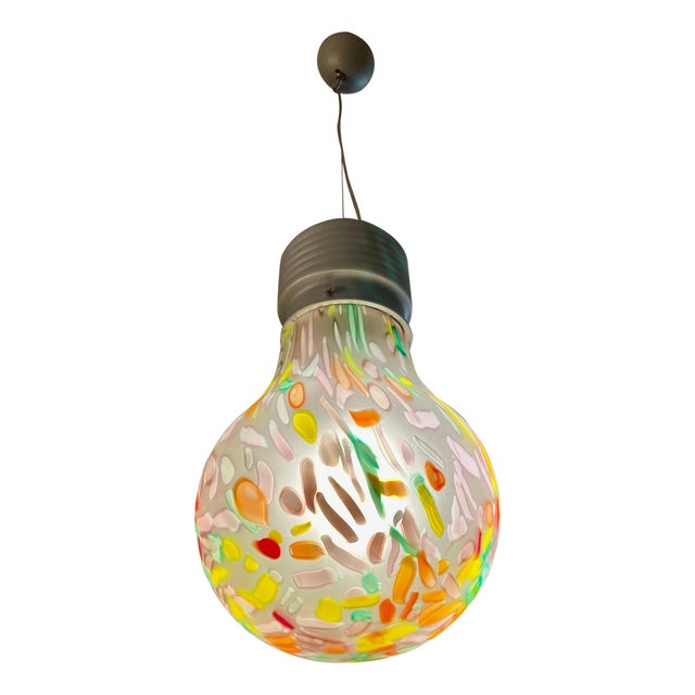 Italian Hand-Blown Light Bulb-Shaped Ceiling Lamp from Due P, 1980s For Sale
