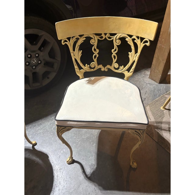 1970s Oval Glass Table With Solid Metal Scroll Base and 3 Metal Scroll Chairs For Sale - Image 12 of 12
