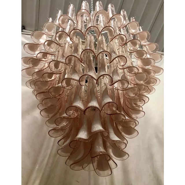 Mazzega Murano Chandelier in Light Pink, 2000 For Sale - Image 6 of 10