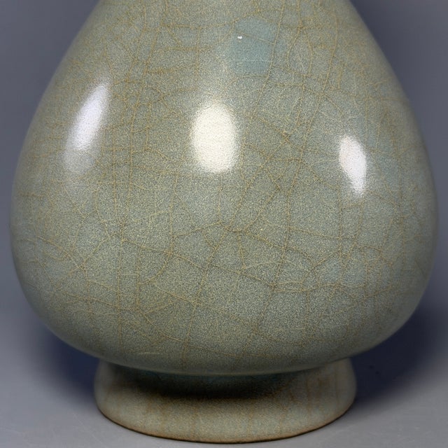 Antique Chinese Celadon Yuhuchun Vase With Crackle Glaze For Sale - Image 4 of 7