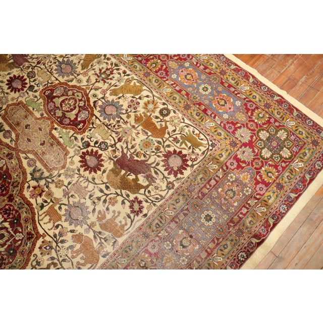Late 19th Century Antique Indian Agra rug with an animal pictorial pattern Measures: 8'2'' x 12'4".