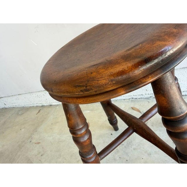 English 19thc English Walnut Pub Stool For Sale - Image 3 of 5