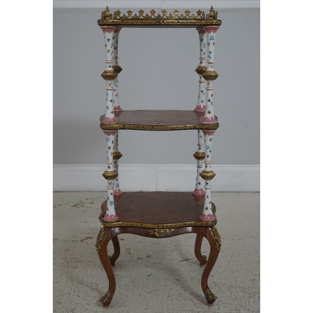 French Vintage French Style 3 Tier Etagere What Not Lamp Table For Sale - Image 3 of 14