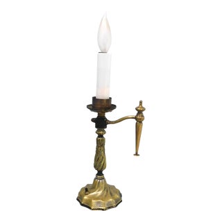 Brass Vintage Candle Table Lamp For Sale