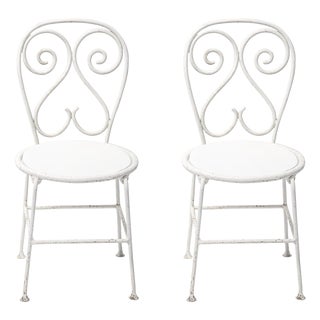 Vintage French Iron Garden Chairs, Set of 2 For Sale