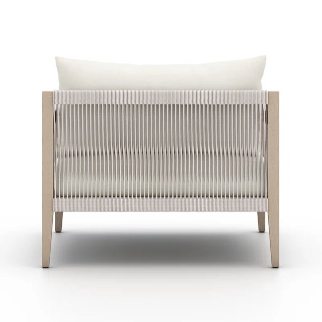 Transitional Stone Grey Wooden Outdoor Armchair For Sale - Image 12 of 12