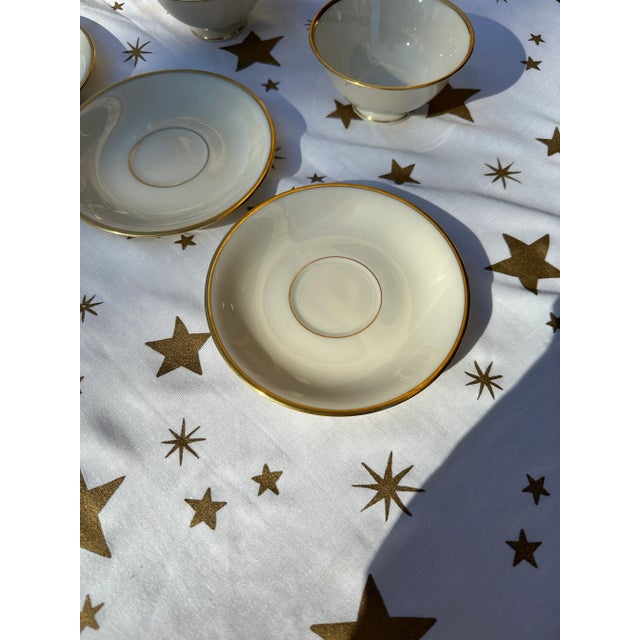 Hollywood Regency 1970s Lenox Tea Cups and Saucers Collection- 8 Pieces Total For Sale - Image 3 of 8