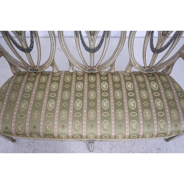 Adams Style Paint Decorated Triple Back Settee For Sale - Image 10 of 18