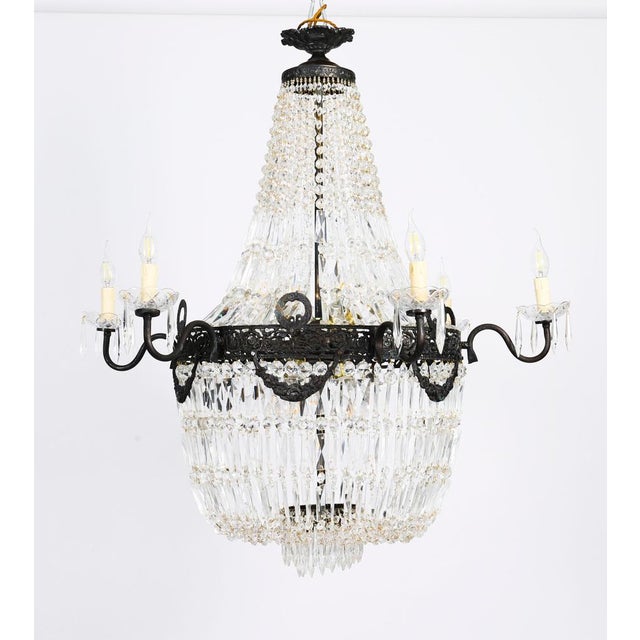 Antique Louis Revival Cut Crystal 14-Light Ballroom Chandeliers, 1920s, Set of 6 For Sale - Image 15 of 18