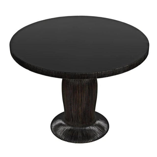 Mid-Century Modern Portobello Dining Table, Hand Rubbed Black with Light Brown Trim For Sale - Image 3 of 5