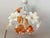 Italian Vintage Italian Murano Style Handblown Swirl Ruffled Shade Pendant, Vintage Amber Brown & White Glass Botanical Chandelier For Sale - Image 3 of 16