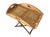 Vintage English Campaign-Style Butler’s Tray Table – Folding Faux Bamboo Base, Adjustable Height, Removable Serving Tray in Oak For Sale - Image 6 of 10