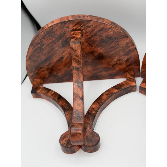 A Pair of Demilune Faux Tortoiseshell Handpainted Wall Brackets or Shelves For Sale In New York - Image 6 of 9