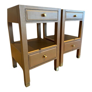 Made Goods Conner Tan Leather Nightstand Pair For Sale