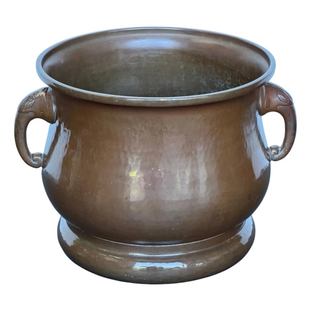 Imperial Russian Copper Cachepot with Elephant-Head Handles, Moscow, c. 1900 For Sale