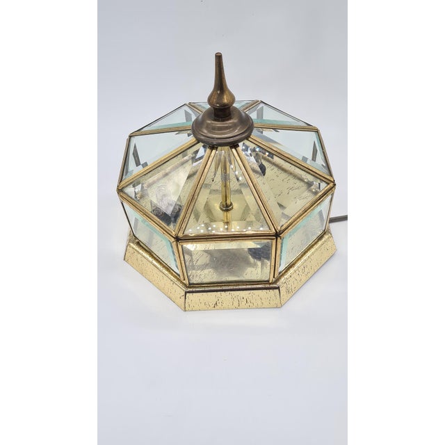 Gold Hollywood Regency Ceiling Lamp in Bevelled Glass, 1990s For Sale - Image 8 of 13