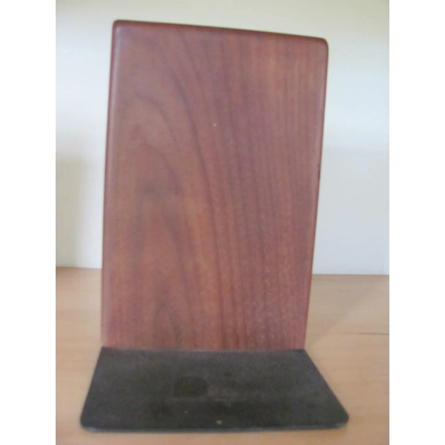 Very nice single bookend of solid walnut and pottery tiles designed by Jane and Gordon Martz for Marshall Studio in the...
