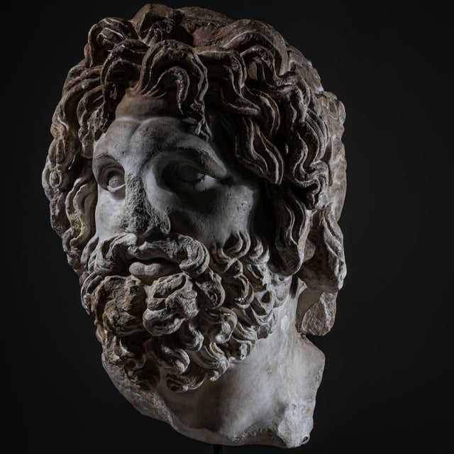 Early 21st Century Modern Cast after Head of Asclepius, 21st Century, Plaster on Iron Base For Sale - Image 5 of 6