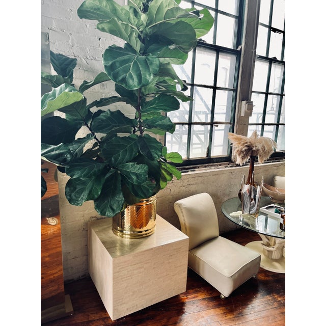 1980s Postmodern Beige Cube Table on Chrome Feet For Sale In Cincinnati - Image 6 of 13