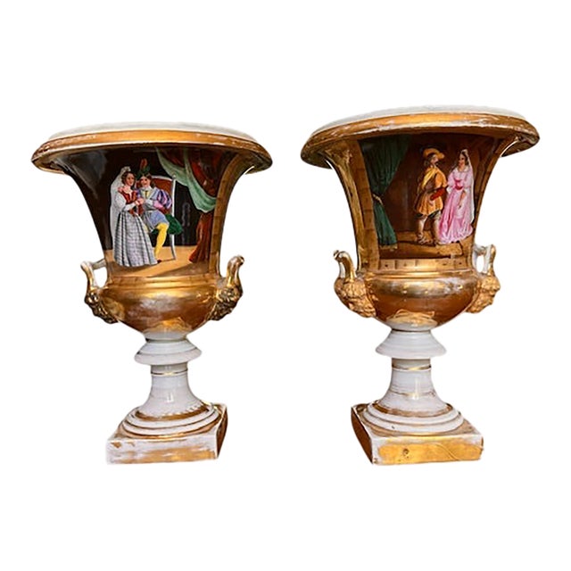Antique Gold Gilded Vases - Pair For Sale