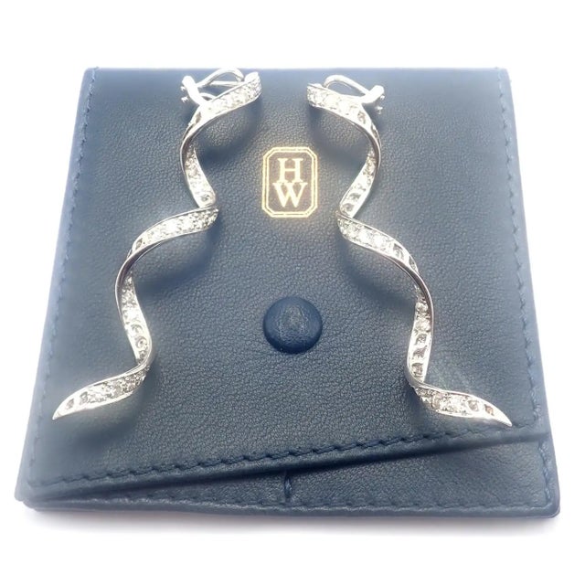 Mid 20th Century Harry Winston Diamond Twisted Long Hanging Drop Platinum Earrings, A Pair For Sale In Philadelphia - Image 6 of 14