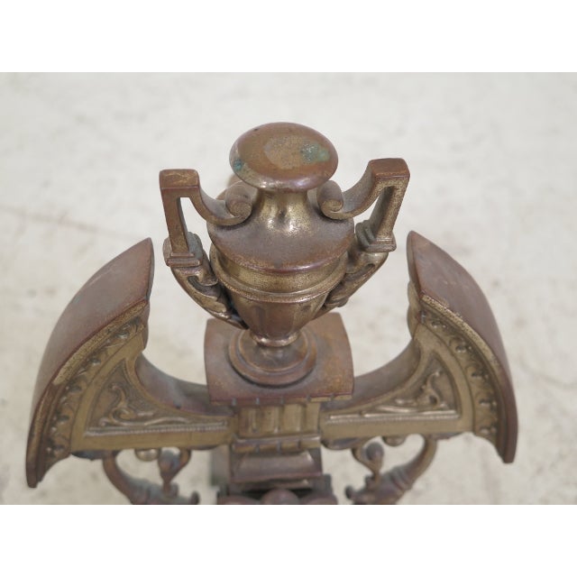 Antique French Brass Fireplace Andirons With Rams Head a Pair Chairish