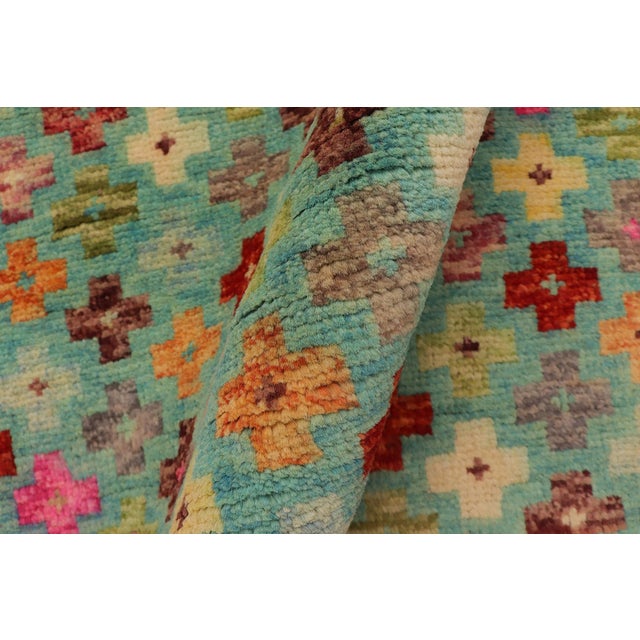 Blue Shabby Chic Balochi Blue/Rust Wool Rug - 3'2''x5'1'' For Sale - Image 8 of 11