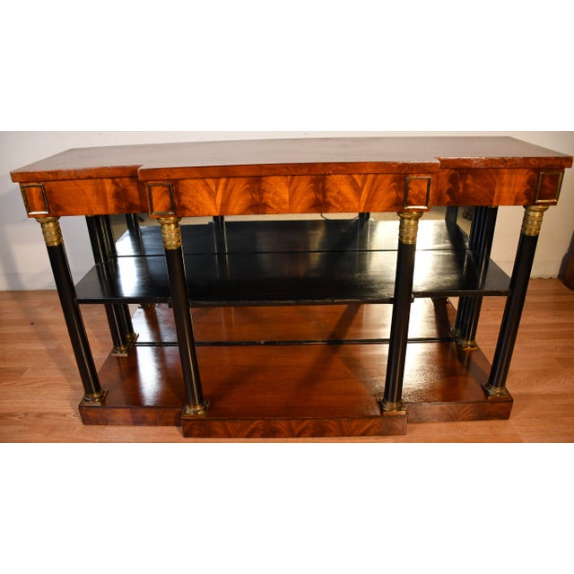 1920s 1920s Antique French Empire Flame Mahogany Mirror Back Console Table For Sale - Image 5 of 18