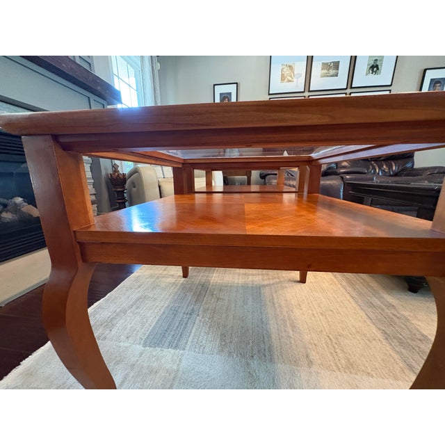 1990s Late 20th Century Hammary Solid Cherry & Beveled Glass End Tables - A Pair For Sale - Image 5 of 9