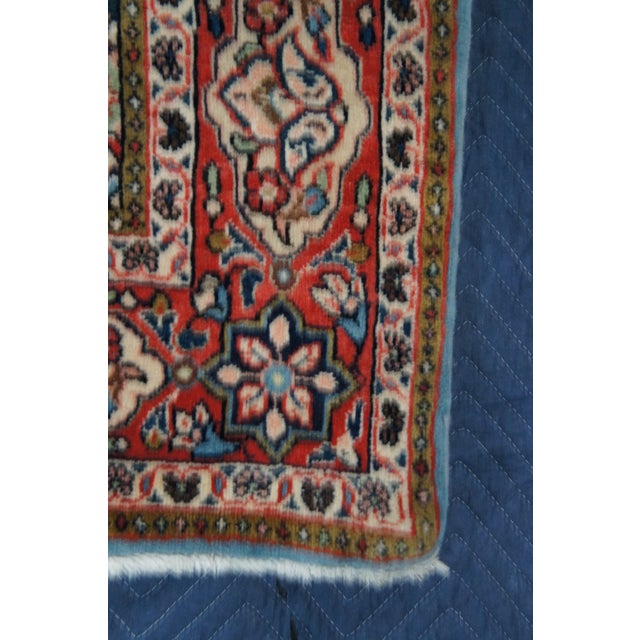 Traditional Red & Blue Geometric Floral Medallion Wool Area Rug Carpet 4 X 7' For Sale - Image 9 of 10