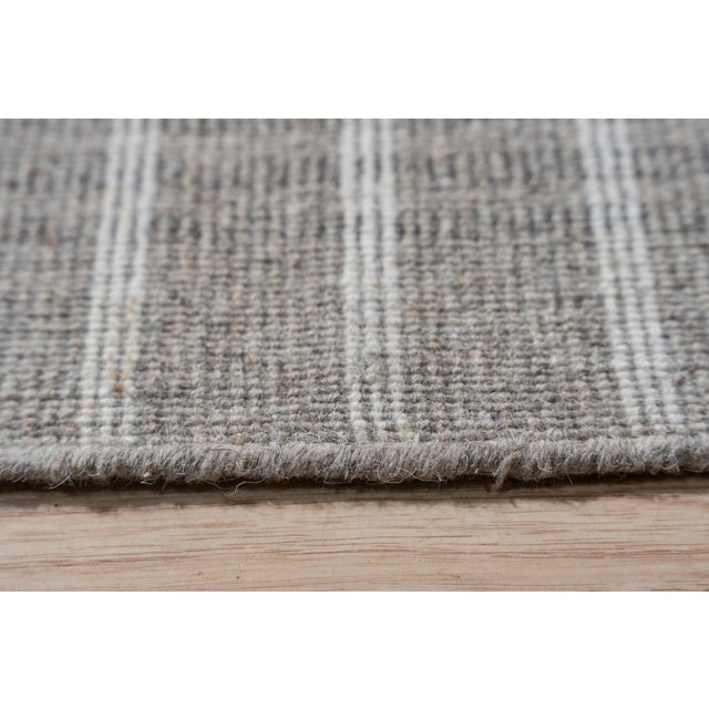 10x14 Timeless Celia Gray Kilim Minimalist Grid Modern Flatweave Wool Carpet Rug For Sale - Image 9 of 10