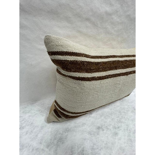 Turkish Hemp Pillow Cushion Natural Beige Brown Pillow Cushion Cover 16" x 24" For Sale - Image 4 of 4