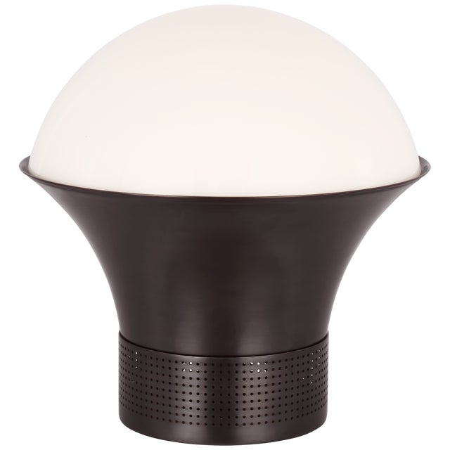 Modern Kelly Wearstler by Visual Comfort Signature Precision Accent Table Lantern in Bronze with White Glass For Sale - Image 3 of 3
