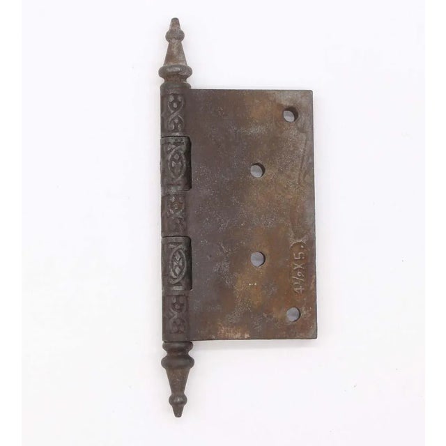 Victorian Antique 5 X 4.5 Cast Iron Victorian Steeple Tip Butt Door Hinge For Sale - Image 3 of 4