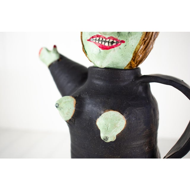 Signed, Dated Postmodern Feminist Sculptural Teapot Pottery - Witch Teapot, 1998 For Sale - Image 10 of 16