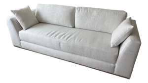 Modern Sofa Sleeper in a Soft Ivory/Cream Textured Fabric With Clean Contemporary Lines