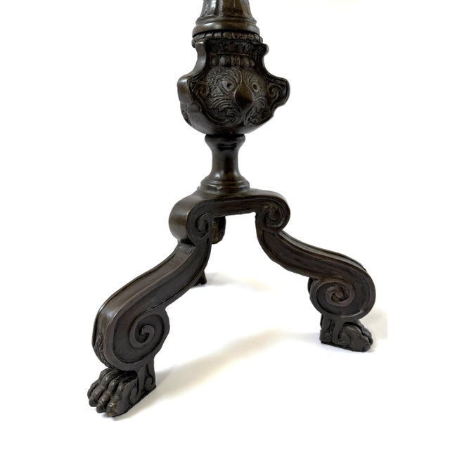 Late 20th Century Bronze End Table, Marble Top - 27"h For Sale - Image 5 of 7