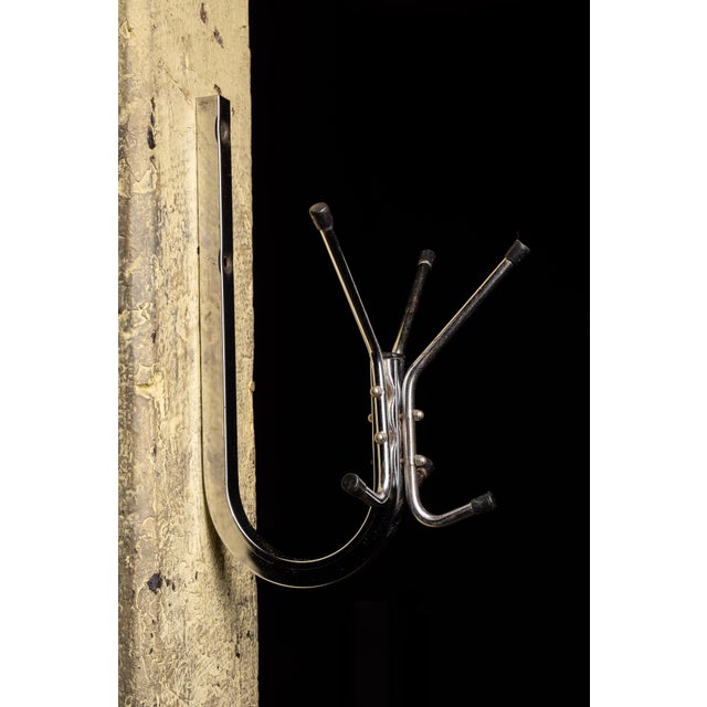 1950s Vintage Chrome Tube Wall Mount Coat Rack For Sale - Image 4 of 6