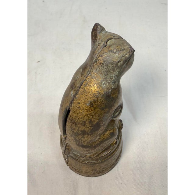 Gold Antique 1900's Ac Williams Hand Painted Cast Iron Gold Circus Cat Still Bank For Sale - Image 8 of 10