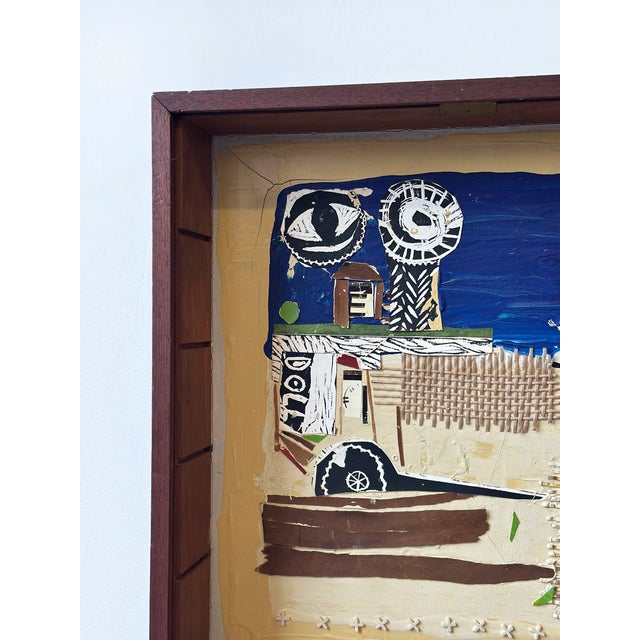 1990s Vintage Mixed Media Abstract Collage Art in Shadowbox, Circa 1990s For Sale - Image 5 of 18