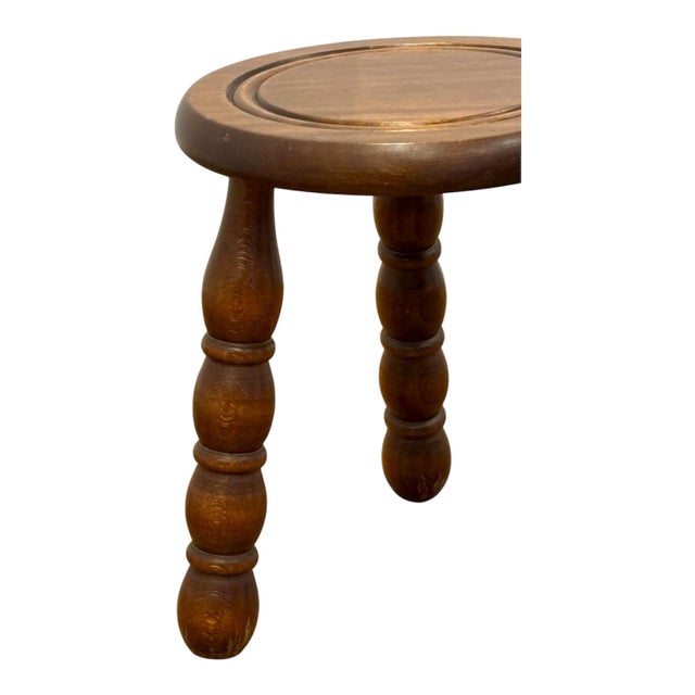 1920s Rustic French Stool in Mahogany, 1920 For Sale - Image 5 of 6