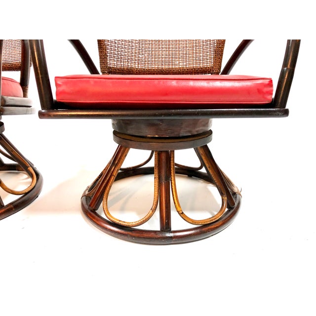 Boho Chic Mid Century Rattan / Cane Swivel Chairs—a Pair Chairish