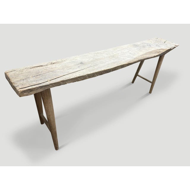 Contemporary Andrianna Shamaris Long St. Barts Teak Wood Console Table For Sale - Image 3 of 18